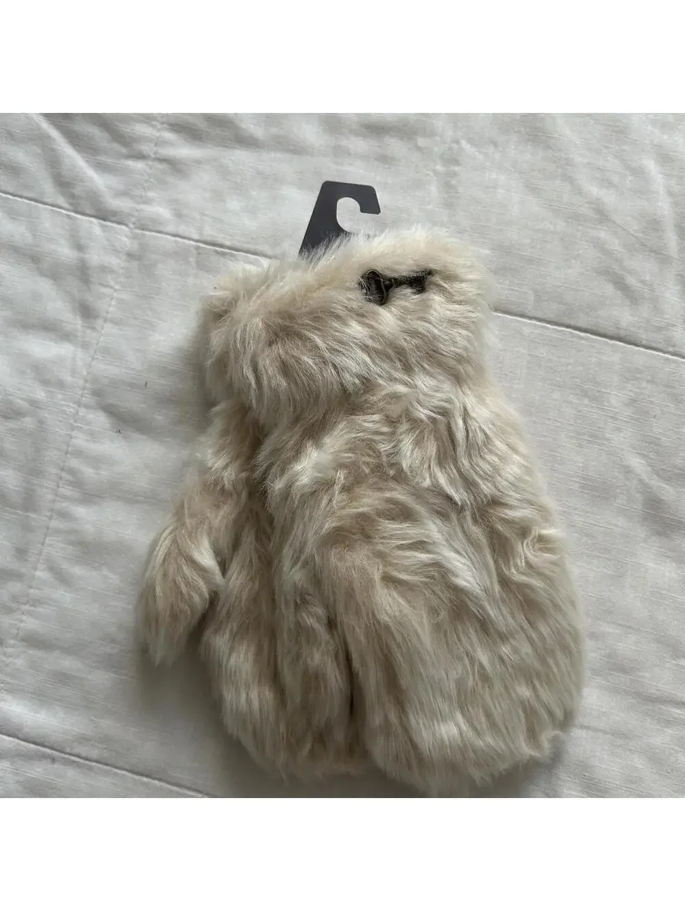 NWT Fossil Cream White Faux Fur Mittens Winter Y2K One Size